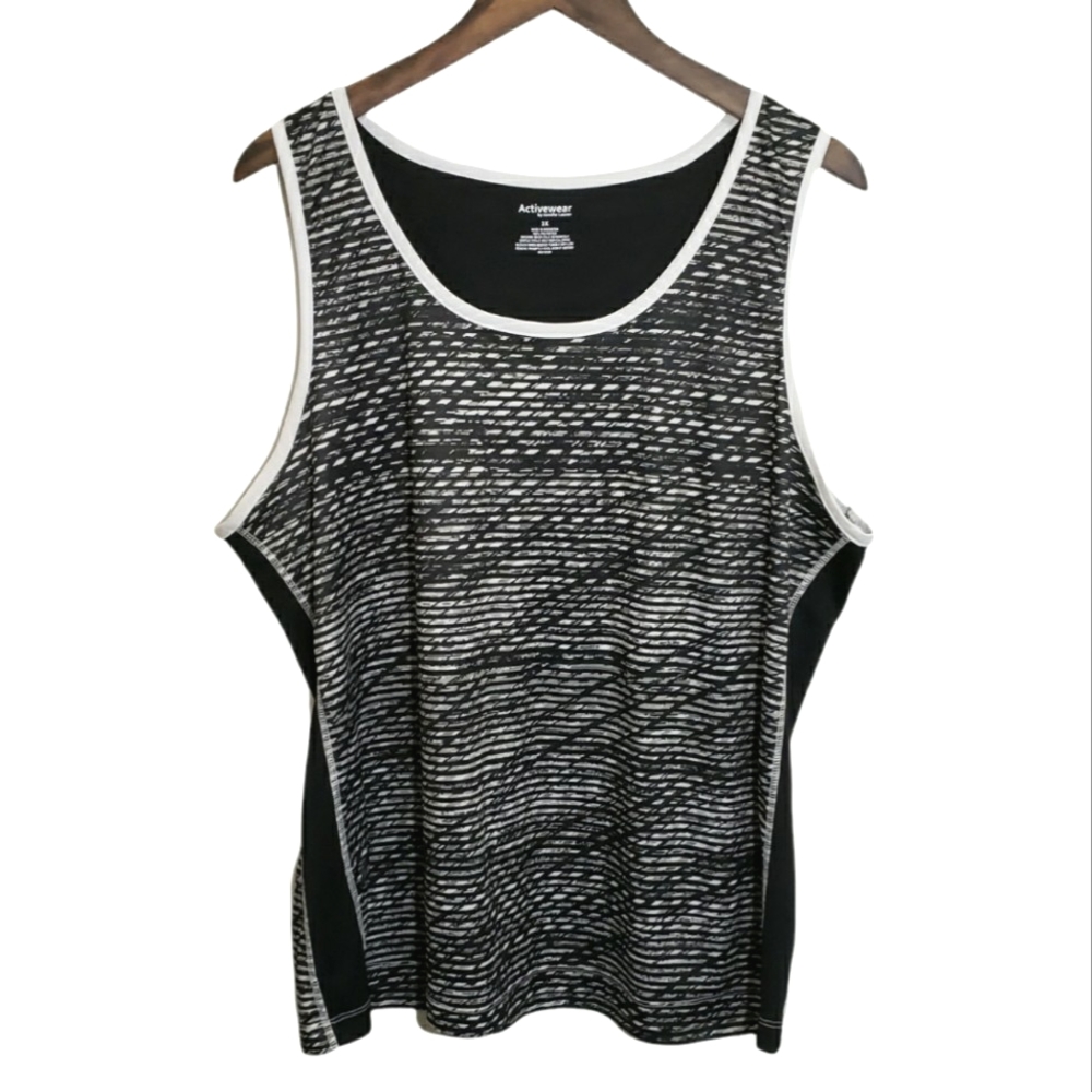 Activewear by Jennifer Lauren Plus Size Black and White Tank Top Women's 3X